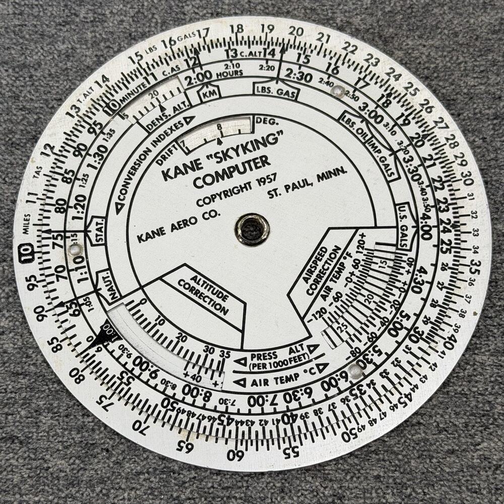Vintage 1950s Kane Skyking Flight Computer Dead Reckoning Pilot Slide Rule USA